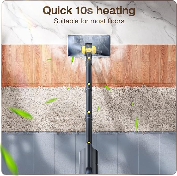 ScrubWiz Steam Mop Cleaner with Detachable Handheld Steamer, 10-in-1 Multi Accessories, Washable Microfiber Pads, 350ml and 2 Adjustable Levels for Cleaning Floor, Carpet, Tiles, and Grout, Gray