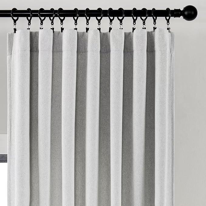 Joydeco Light Filtering Curtains 72 Inch Length for Bedroom, Faux Linen Curtains 72 Inches Long for Living Room, Pinch Pleat Curtains for Living Room 72 Inch Length(52x72 inch, Greyish White)