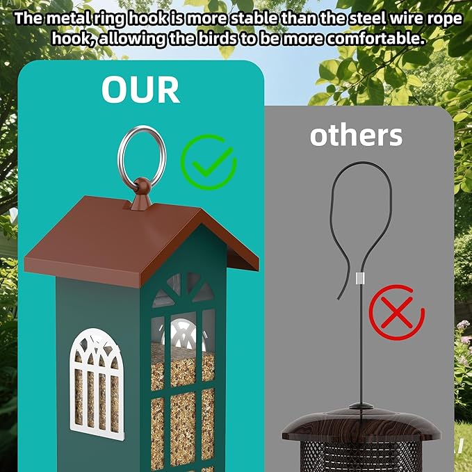 Metal Bird Feeder The Most Popular Bird Feeders for Outdoors Hanging,Waterproof and Rust-Proof,Easy Cleaning,Wild Bird Feeders Attracting Chickadees Goldfinches Cardinals Finches and Sparrows