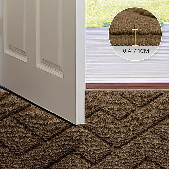 hicorfe Front Door Mat Outside Entrance,36"x59" Absorbent Muddy Dirt Resist Welcome Door Mats Outdoor Indoor,Stain and Fade Resistant,Non Slip Backing Entry Mat Doormat for Entryway(Dark Brown)