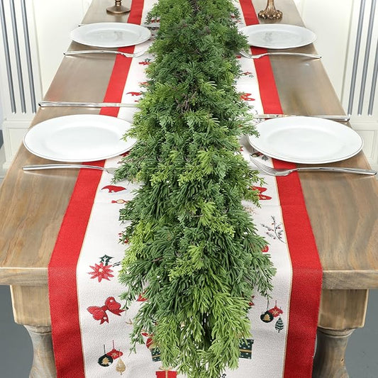 9 Ft Real Touch Christmas Garland Indoor with Pine Cone,Thick and Lush，Soft Bendable Mantle Garland Christmas, Lifelike Cedar Garland, Christmas Garland for Mantle,Indoor Christmas Decorations