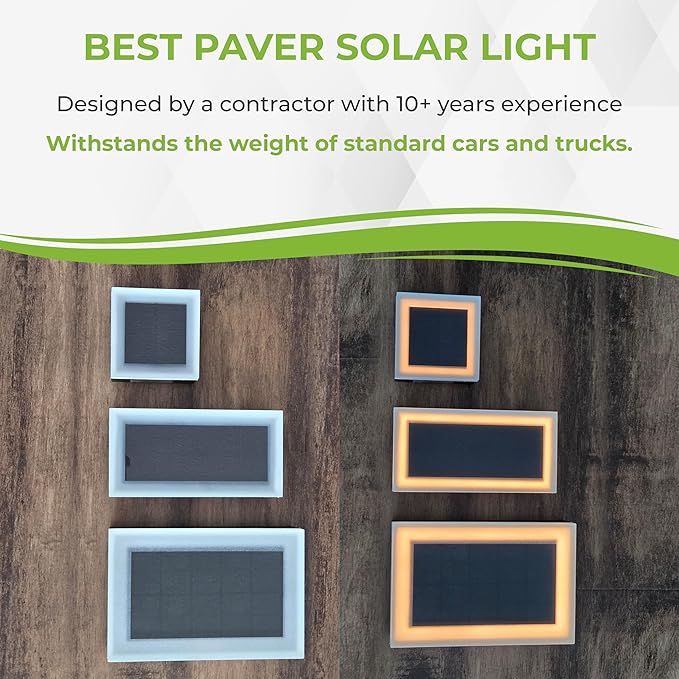 LUMENGY Solar Paver Light 4×4 inch (3.93 X 3.93), Up To 12 Hours Continues Lighting, Stainless Steel, Glare-Free Lighting For Driveways & Garden, 2700K Warm White, Waterproof & Drive-Over Rated. Ver 2
