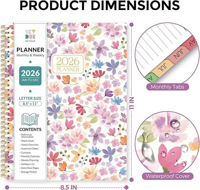 Planner 2026, 8.5" x 11" Monthly & Weekly Planner with Tabs, JAN - DEC 2026, Goal Setting & Time Management Organizer for Professionals & Students