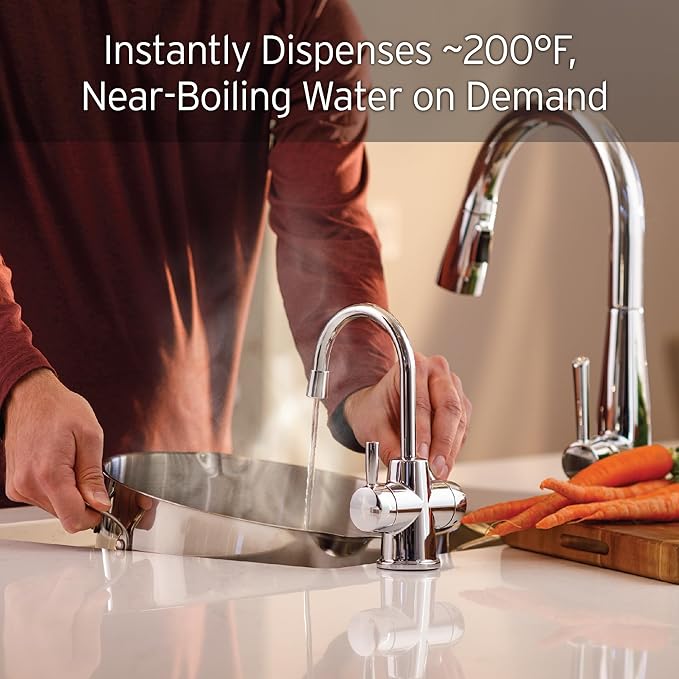 InSinkErator Stainless Steel Tank, HC250C-SS HOT250 System, 2-Handle Drinking Faucet in Chrome & F-2000S Premium Under Sink Water Filtration System for Instant Hot and Cold Water Dispe