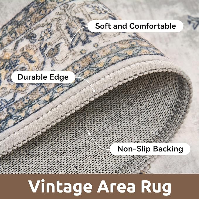 AMOAMI Vintage 2X6 Runner Rug Non Slip Soft Runners for Hallways Machine Washable Hallway Runner Bedside Rugs for Bedroom Long Rug for Hallways Entryway Laundry Room Kitchen Bathroom
