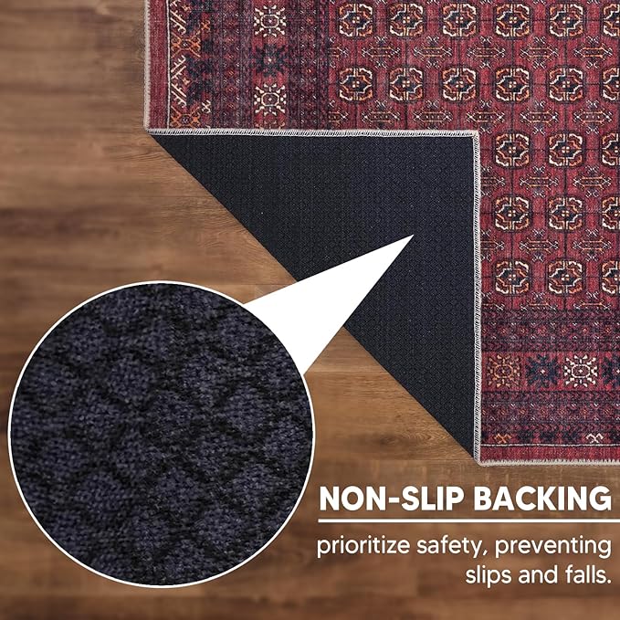 Keen Home Design 6x9 Rug - Machine Washable Area Rug with Non-Slip Backing, Ideal for Living Room, Dining Room, Bedroom - Vintage, Easy Clean, Durable, Low Pile Rug - (6' x 9')
