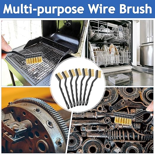Jeffbaubl 30 Pieces Mini Wire Brush,6.7 Inch Brass Brush,Curved Handle Masonry Brushes Wire Bristle,Wire Brushes Scratch Brush for Cleaning Welding Slag and Rust Tool