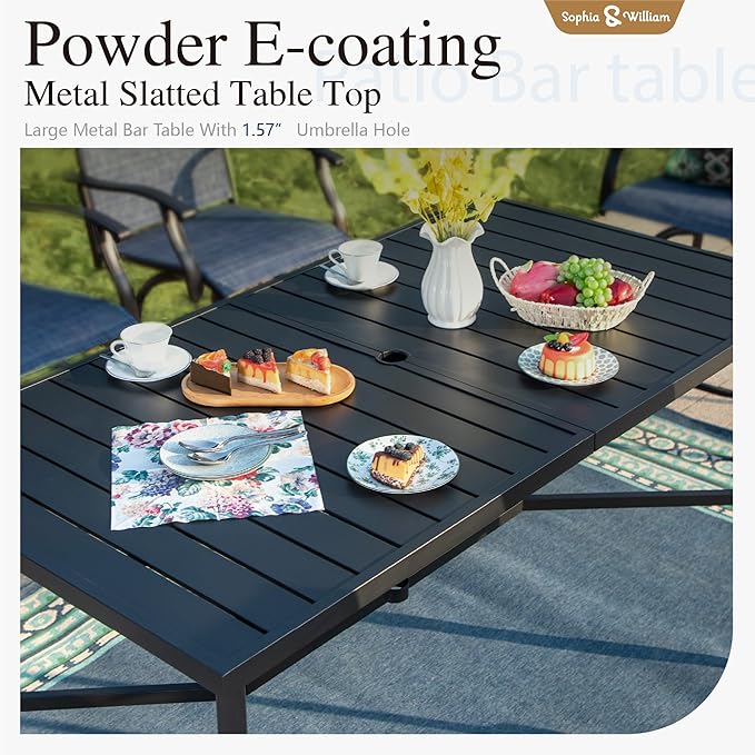 Sophia & William Outdoor Bar Set, Patio Bar Table and Chairs Set, Bar Height Patio Set - 4 x Swivel Bar Chairs(Grey), 1 x Rectangular Bar Table