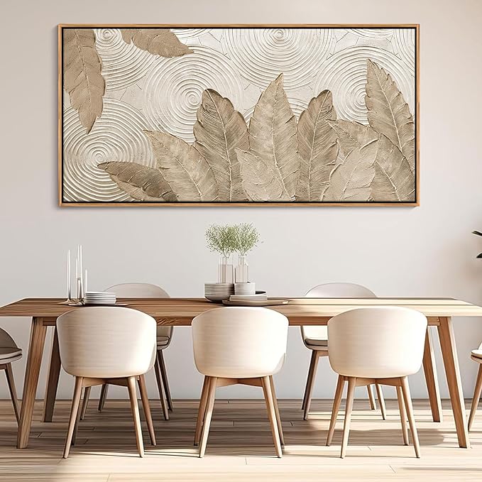 Minimalist & Modern Art for Bedroom Decor Framed Abstract Artwork for Walls Neutral & Contemporary Beige Wall art - Artwork for Living Room and Boho Style Large Abstract Wall Art 29×58IN