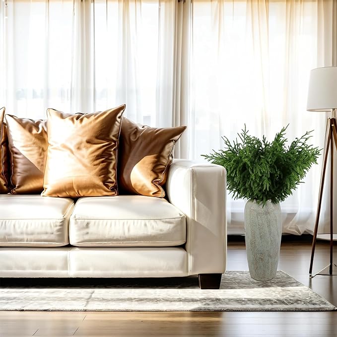 12Pcs Artificial Norfolk Pine Branches 36" Plastic Christmas Plants Decor Faux Greenery Stems Pine Picks Outdoor Faux Plants UV Resistant for Xmas Indoor, Front Porch Home Décor (12, 36inch)