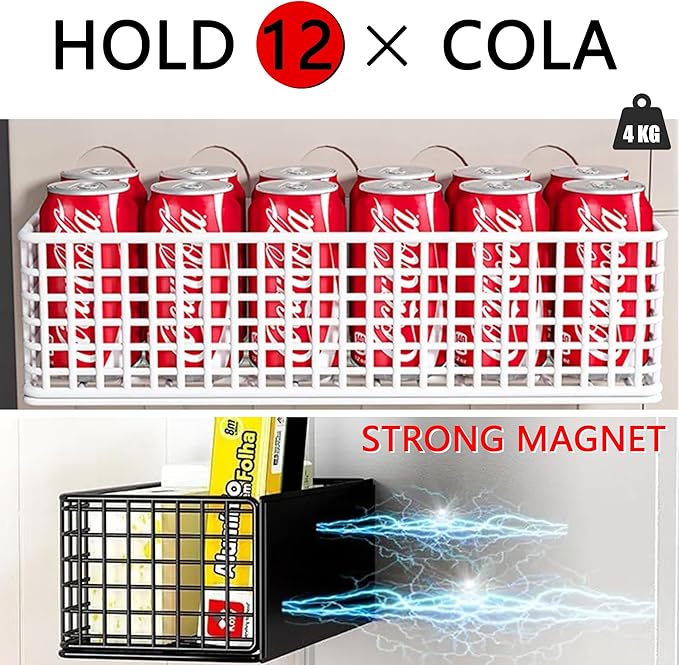 Magnetic Basket Magnetic Fridge Organizer Magnetic Pencil Holder Whiteboard Accessories Home Kitchen Organization (White-High)