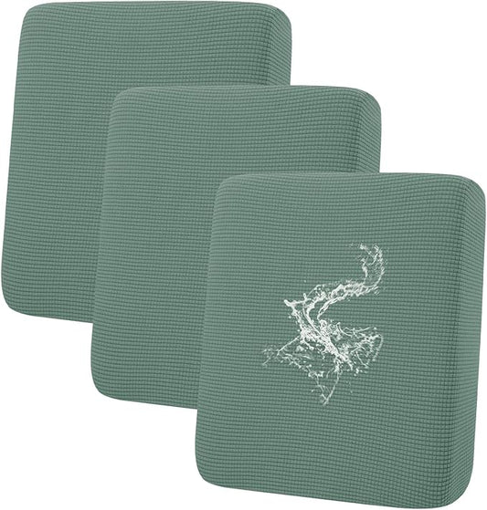 hyha Waterproof Couch Cushion Covers for Pets, Non Slip Sofa Seat Cover for Dogs Washable, Soft Thick Stretch Jacquard Fabric, Sofa Slipcovers with Elastic Bottom (3 Pieces, Green)