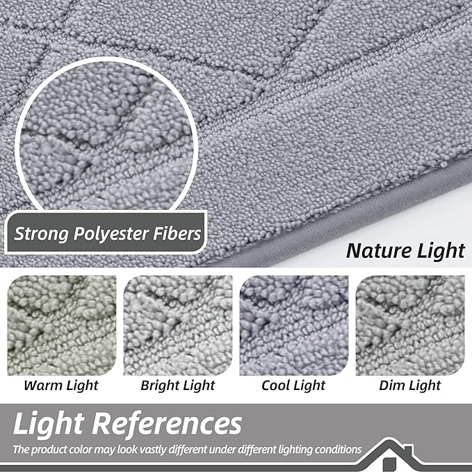 BEQHAUSE Dirt Trapper Door Mat 20" x 32", Doormat Non-Slip Entryway Rugs Washable, Dog Door Mat Stain Resistant and Absorbent Welcome Floor Mat for Front Back Door, Muddy Wet Shoes & Paws, Grey