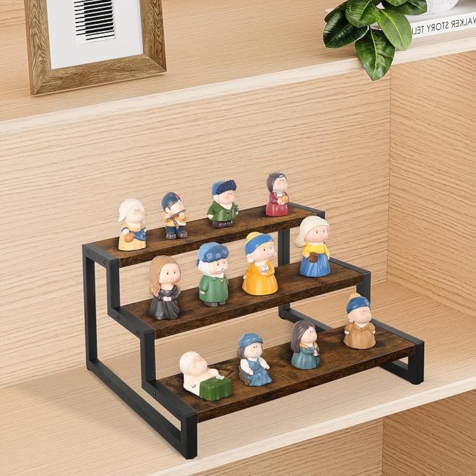YINMIT Tiered Display Stand Riser Shelf, Wooden Spice Rack Organizer for Countertop, 3 Tier Kitchen Counter Shelf