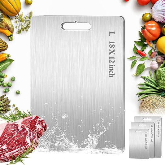 Titanium Cutting Board, 100% Pure Titanium Cutting Boards for Kitchen, Double Sided Food-Grade, Dishwasher Safe Chopping Board for Cutting Meat Vegetable Fruit (18"L x 12"W)