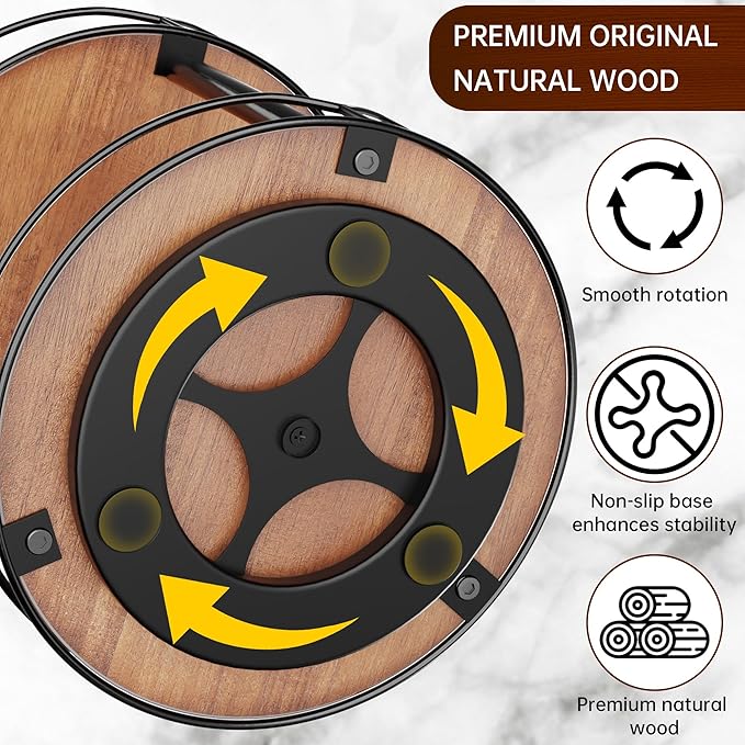 Lazy Susan Organizer 2 Tier - Turntable Spice Rack for Table Top, Wooden Rotating Lazy Susan for Cabinet Pantry Kitchen Countertop Dining Table Cupboard Bathroom Vanity Storage