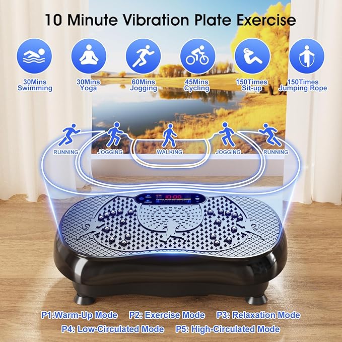 Vibration Plate Exercise Machine, 180 Speed Levels Vibration Plate for Lymphatic Drainage, Whole Body Workout Vibrating Fitness Platform, Effective for Weight Loss, Shaping, Toning & Wellness