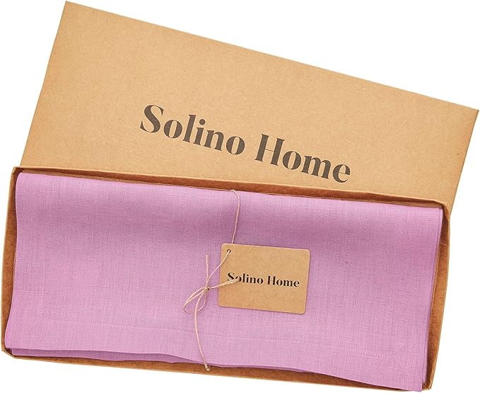 Solino Home Linen Violet Table Runner 60 Inches - 100% Pure Linen Farmhouse Short Table Runner 14 x 60 Inch Ideal for Dresser and Coffee Tables - Halloween - Fete
