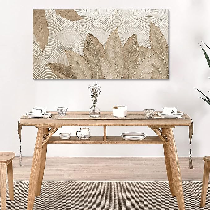 Minimalist & Modern Art for Bedroom Decor Framed Abstract Artwork for Walls Neutral & Contemporary Beige Wall art - Artwork for Living Room and Boho Style Large Abstract Wall Art 24×48IN