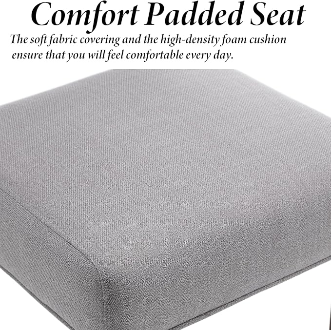 Kmax Farmhouse Dining Chairs Set of 6, Rustic Kitchen Chairs with Linen Fabric Seat and Woven Back, Vintage Accent Chairs for Dining Room, Living Room, Grey