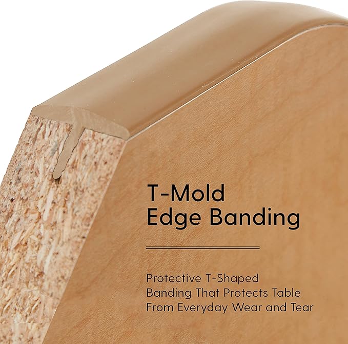 FDP Rectangle Activity School and Classroom Kids Table (36 x 72 inch), Toddler Legs, Adjustable Height 15-24 inches - Maple Top and Maple Edge