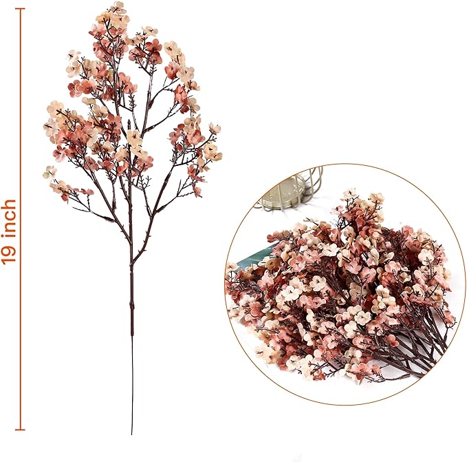 Sggvecsy 15 Pcs Babys Breath Artificial Flowers Gypsophila Bouquets Bulk Real Touch Fake Silk Flowers for Home DIY Floral Arrangement Table Centerpiece Fall Thanksgiving Autumn Decoration (Mixed)