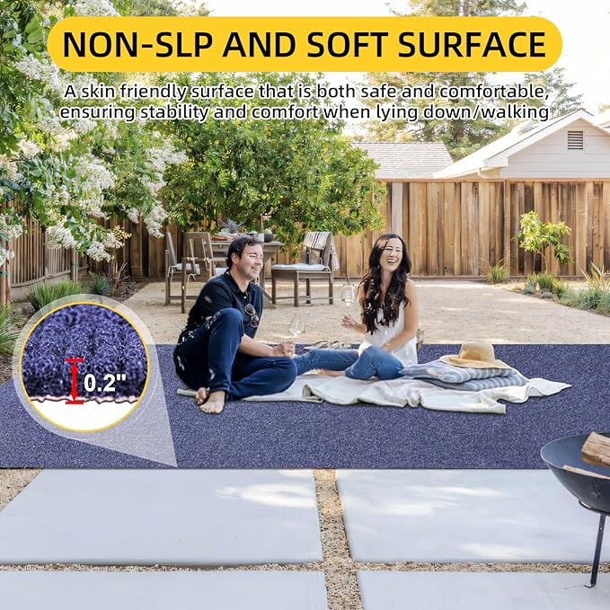 Marine Carpet,5 FT x 25 FT Deep Blue Indoor Outdoor Carpet 0.2" Thick Boat Carpet with Water-Proof TPE Backing, Non-Slide Outdoor Marine Carpet Roll for Home, Patio, Porch, Deck