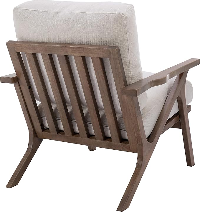 chairus Mid Century Accent Armchair Modern Upholstered Lounge Chair Compfy Leisure Arm Chair for Living Room Fireplace/Bedroom/Reception/Dorms, Linen Fabric White