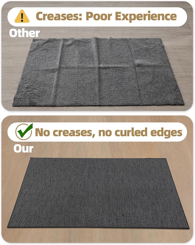 Color&Geometry Door Mat 24"x36", Front Door Mat Indoor Rugs for Entryway, Non Slip Washable Low-Profile Inside Doormat, Entry Mat Entry Rug Door Mats Indoor Entrance, Grey (Rolled-up NO Creases)
