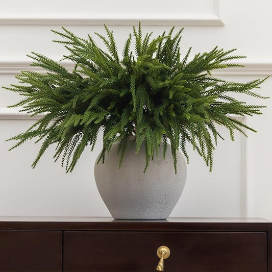 MISSPIN 12 Pcs 21.5 Inches Christmas Norfolk Pine Branches, Norfolk Pine Artificial Christmas Branches DIY Crafts Faux Pine Branches for Xmas Indoor Outdoor Home Decor