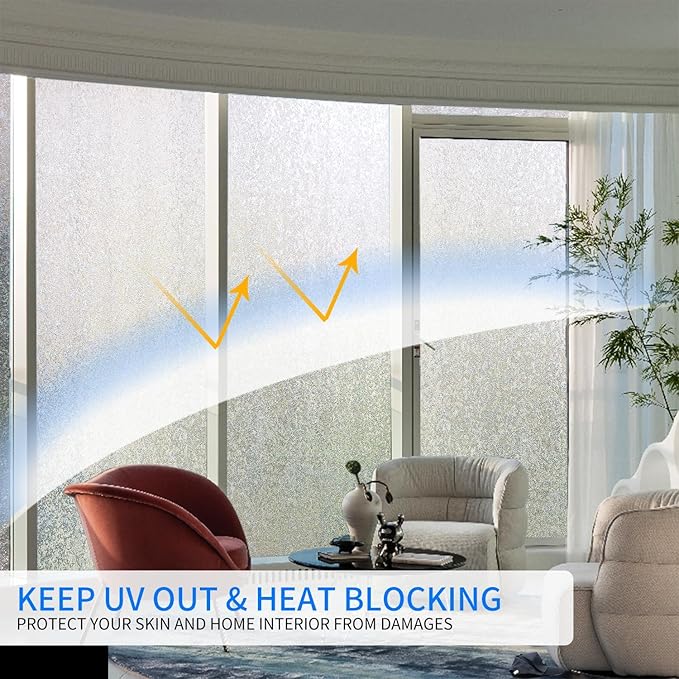 Window Film Privacy Day and Night with Installation Tools, Static Cling Glass Film Ideal for Home Shower Office Glass Door (Flash Diamond, 35.4 x 78.7 Inch)