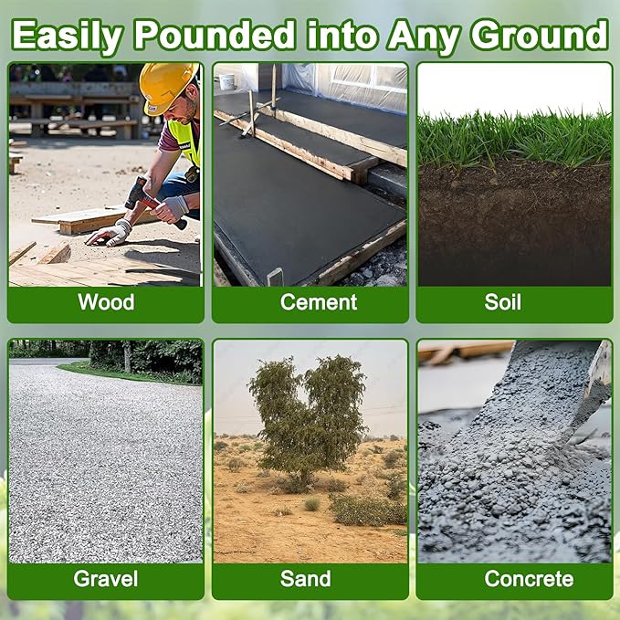 VVOKGO Rebar Stakes 18 Inch J Hook Heavy Duty Ground Anchors (32-Pack), 3/8" Diameter Metal Steel Extra Long Fence Stakes with Chisel Point End for Greenhouse, Gazebo, Carport, Camping Tents, Black