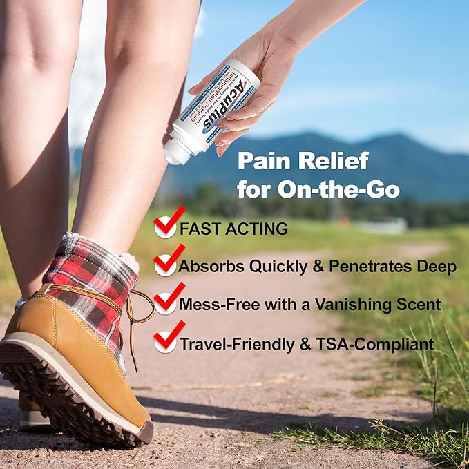 AcuPlus - Pain Relief Roll On - Topical Anti Inflammatory to Soothe Muscles & Joints - Arthritis Pain Reliever, Bursitis, Tendonitis Cream - TSA Compliant, Convenient Roll On - 3 fl. oz. (Pack of 3)