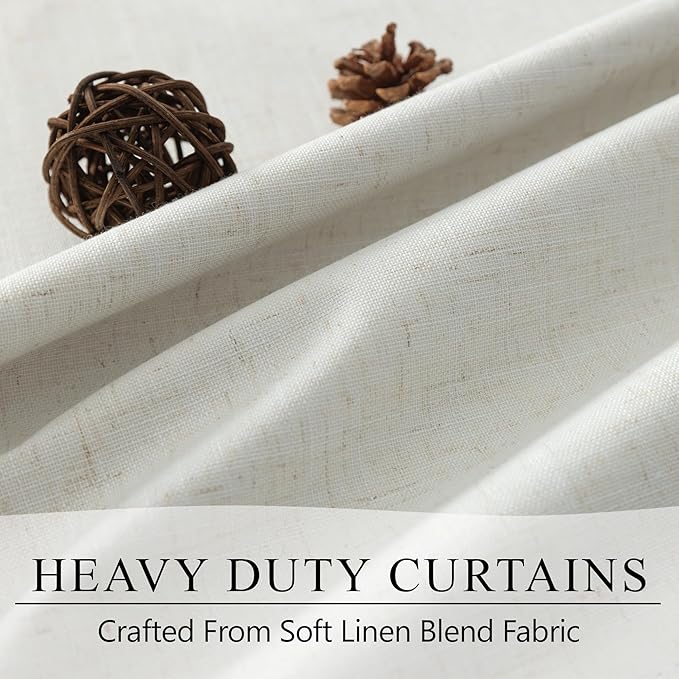 100% Blackout Elegant Curtains 95 Inch Length 2 Panel Set for Living Room Sunroom Back Tab Thermal Insulated Custom Curtains for Windows Boho Farmhouse Drapes 95 Inch Long Office Ivory Cream Off White