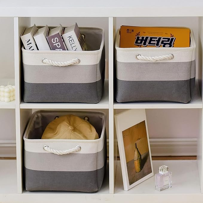 TcaFmac Storage Basket for Organizing - Large 4 Pack 16x12x8 inch Fabric Storage Bins for Shelves, Collapsible Storage Cubes for Closet Cloth Toy Gift Kids (Gradient Gray)