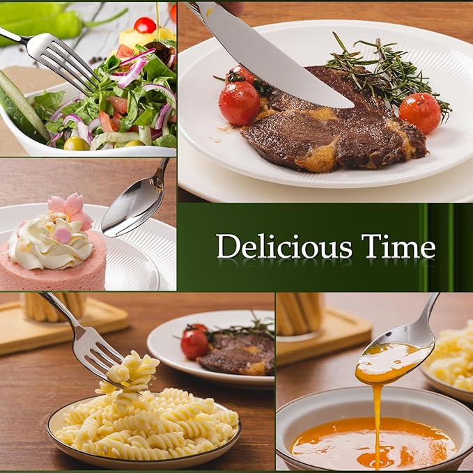 Aisoso 20-Piece High-End Silverware Set with Stone Patterned Handle Mirror Finished Stainless Steel Serving Utensils for 4, Durability and Dishwasher Safe for Home, Restaurant, Weddings