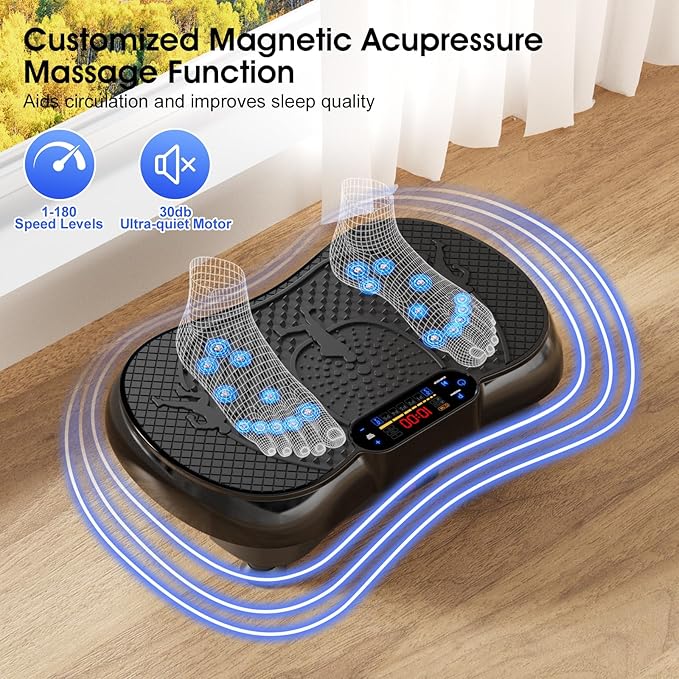 Vibration Plate Exercise Machine, 180 Speed Levels Vibration Plate for Lymphatic Drainage, Whole Body Workout Vibrating Fitness Platform, Effective for Weight Loss, Shaping, Toning & Wellness