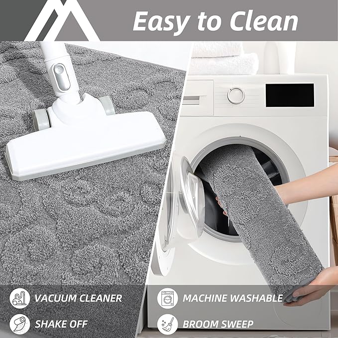 COSY HOMEER-Door-Mat-Non-Slip-Entryway-Rug 36”x60” Absorbent Welcome Mats Washable Dirt Trapper Door Mat Entrance Floor Mats for Front Back Doormats and Wet Shoes,Grey