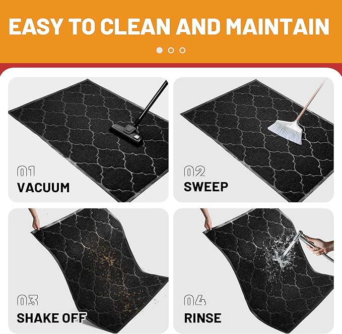 Cosyearn Door Mat, Front Door Mat, 46x35, Welcome Mats for Entryway,Garage,High Traffic Areas, Jumbo Size, Doormat Entrance, Waterproof Mat, Easy Clean, Outdoor Indoor Floor Mat,Non Slip (Black)