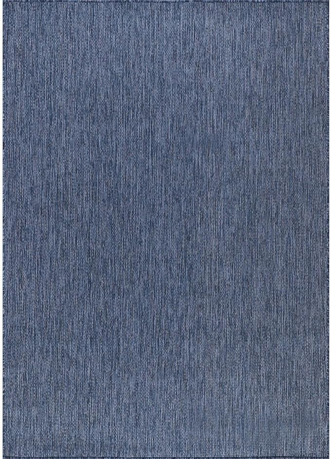 Washable Indoor Outdoor Rug 6x9 Weather Resistant Area Rugs Modern Solid for Porch Deck Balcony Backyard Patio Outside Carpet (6 X 9 Azure Blue)