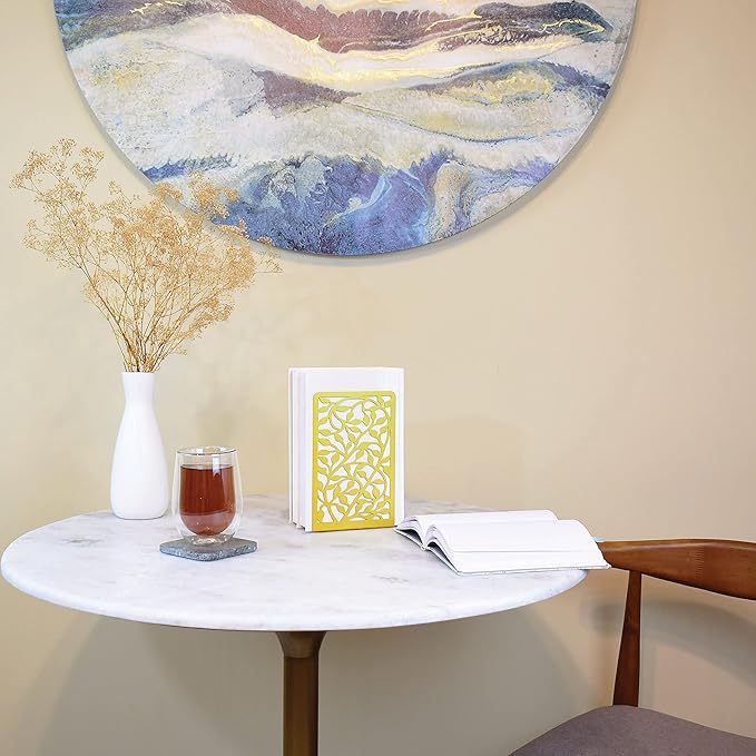 CNK Book Ends Bookends for Decorative Books Holder Bookend Shelves End Hold Heavy Duty Holders Stoppers Metal Stopper Cute Boho Bookshelf Holds Cookbook Office Home Set of 2 Bookends Pair Gold