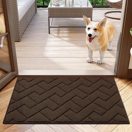 hicorfe Indoor Doormat, Odor-Free Door mat, Non Slip Door Mats 20"x31.5" Absorbent Resist Dirt Entrance Inside Floor Mats for Entryway Washable Low-Profile(Coffee)