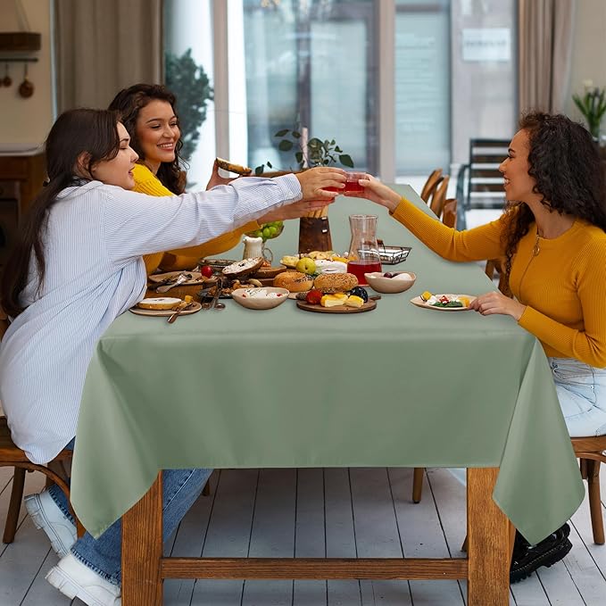 sancua Rectangle Tablecloth - 60 x 120 Inch - Stain and Wrinkle Resistant Washable Polyester Table Cloth, Decorative Fabric Table Cover for Dining Tables, Buffet Parties and Camping, Sage Green