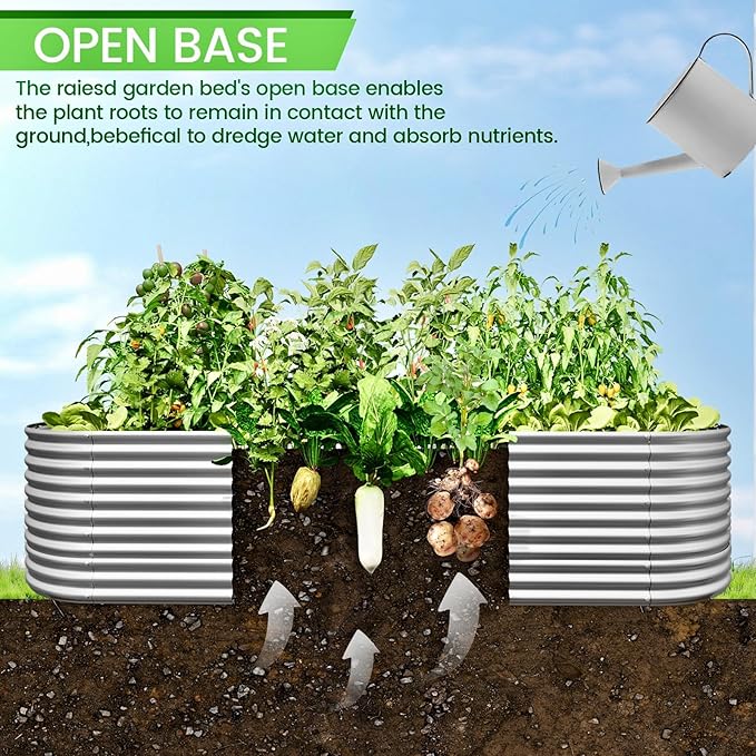 FRIZIONE 2pcs 9 in 1 Tall 8x2ft Galvanized Raised Garden Bed Outdoor,Steel Garden Bed for Vegetables,Above Ground Garden Box for Flower,Metal Raised Beds for Gardening