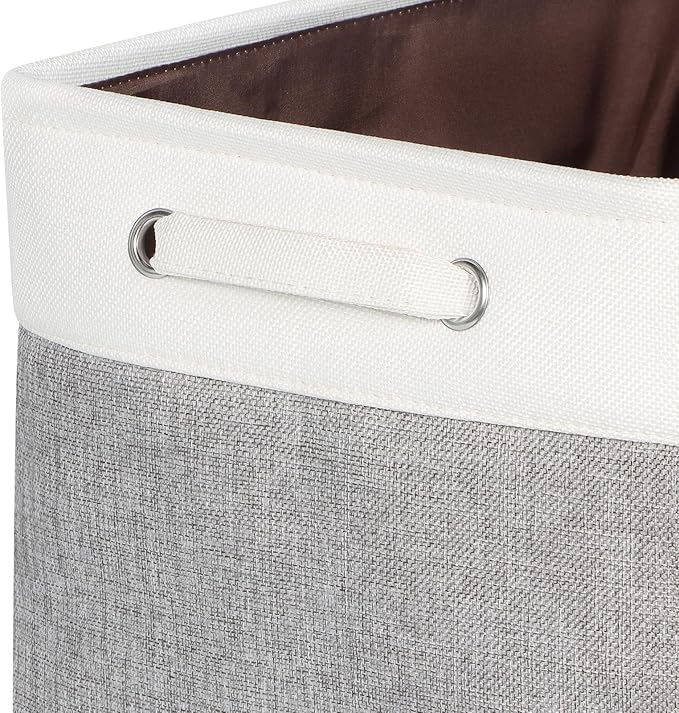 Kntiwiwo Large Fabric Foldable Storage Bin 17" x 11.8" x 9.8" Storage Baskets with Handle Large Cube Storage boxes for Closet, Shelves, Home, Set of 3, Grey