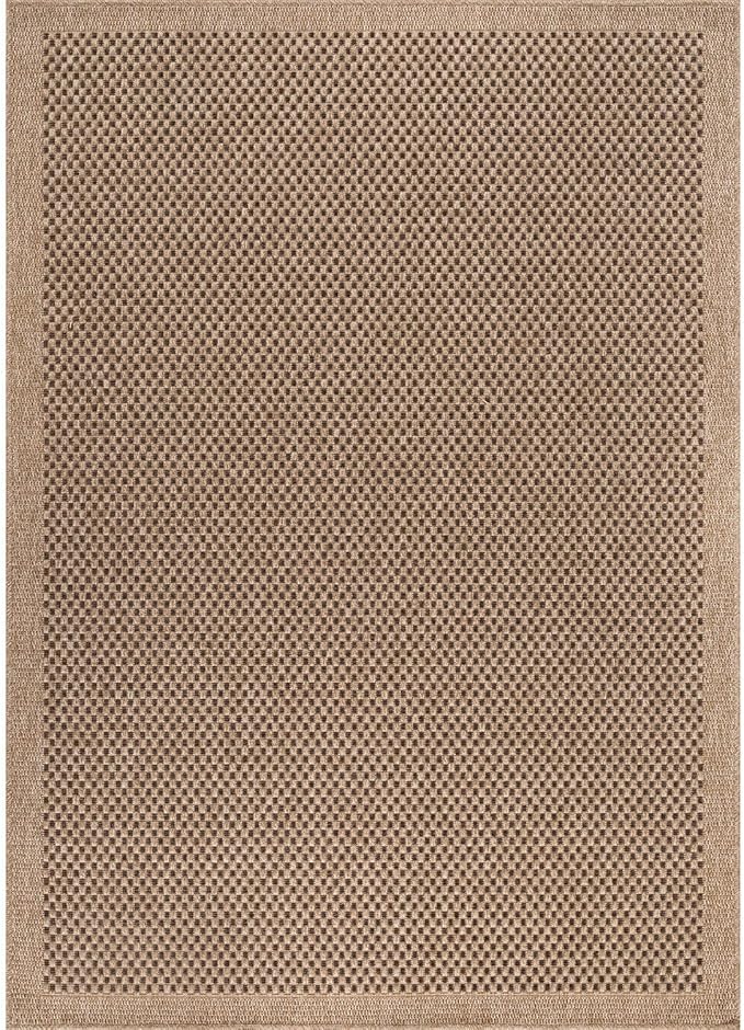 CAMILSON Easy Jute Rug 5x7, Indoor Outdoor Natural Color Fiber Area Rugs for Living Room Patio and Kitchen Rug, Sisal Boho Woven Design, Easy-Cleaning, Washable Outside Carpet Alfombras (5 x 7)