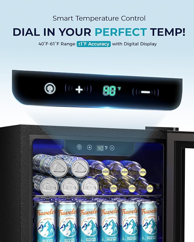 EUHOMY Beverage Refrigerator Cooler - 68 Can Mini Fridge with Glass Door for Soda, Beer, Wine, Small Refrigerator with Digital Temperature Control and Adjustable Shelves for Home Office Bar, 1.7 Cu.ft