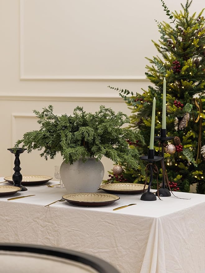 MISSPIN 12 Pcs 21.5 Inches Christmas Cedar Branches, Cedar Artificial Christmas Branches DIY Crafts Faux for Xmas Indoor Outdoor Home Decor