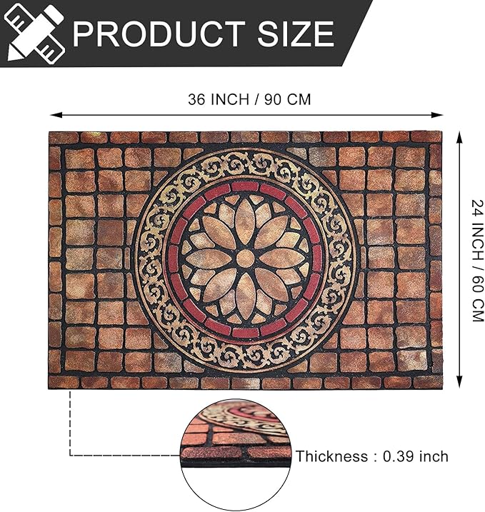 CHICHIC Rectangle Entrance Door Mat Large 24 x 36 Inch High Traffic Area Entry Way Doormat Front Door Rugs Outdoors Heavy Duty Welcome Mat, Non Slip Rubber Back Low Profile for Garage