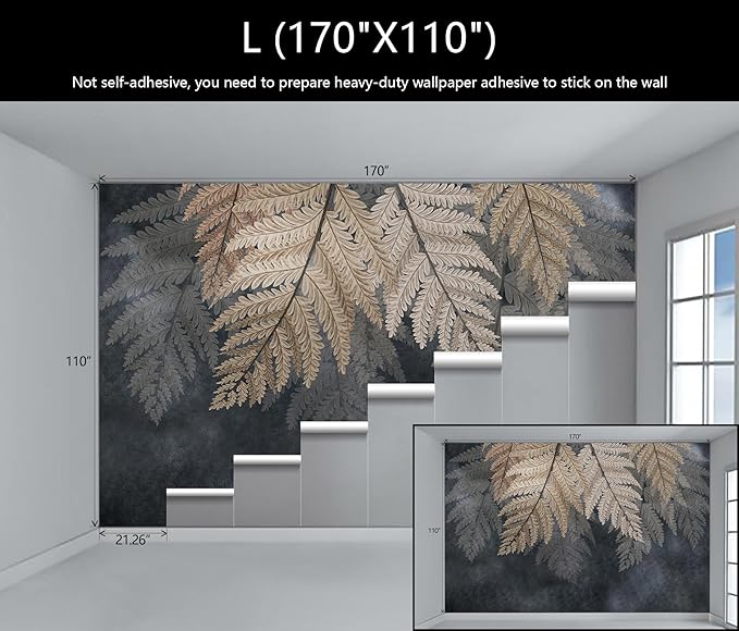 WFBHUA-Vintage Botanical Leaf Wallpaper Mural Dark Plant Leaves Wall Murals Decor for Living Room Bedroom(Not Peel and Stick)